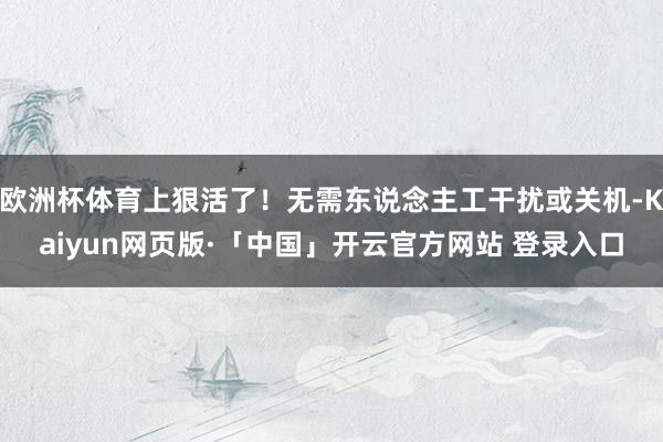 欧洲杯体育上狠活了!无需东说念主工干扰或关机-Kaiyun网页版·「中国」开云官方网站 登录入口