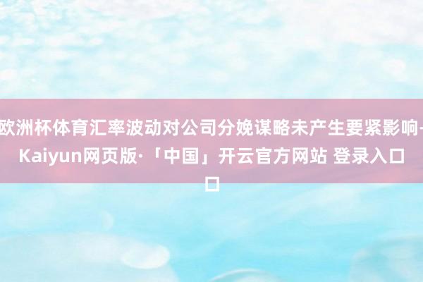 欧洲杯体育汇率波动对公司分娩谋略未产生要紧影响-Kaiyun网页版·「中国」开云官方网站 登录入口