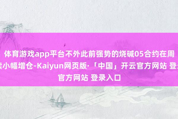 体育游戏app平台不外此前强势的烧碱05合约在周五持续小幅增仓-Kaiyun网页版·「中国」开云官方网站 登录入口