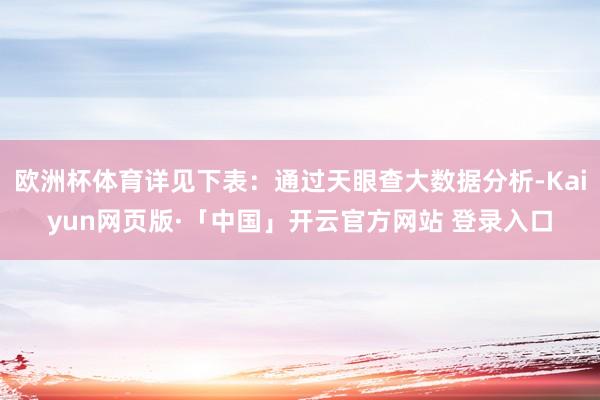 欧洲杯体育详见下表：通过天眼查大数据分析-Kaiyun网页版·「中国」开云官方网站 登录入口