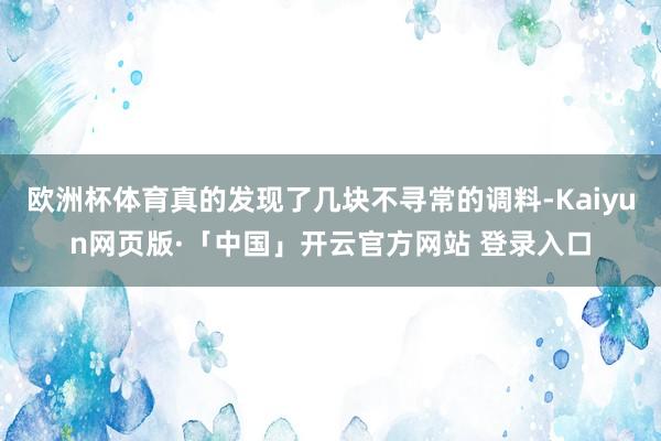 欧洲杯体育真的发现了几块不寻常的调料-Kaiyun网页版·「中国」开云官方网站 登录入口